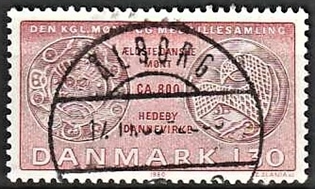 FRIMÆRKER DANMARK | 1980 - AFA 708 - Gamle danske mønter - 1,30 Kr. rød/rødbrun - Lux Stemplet Ålborg